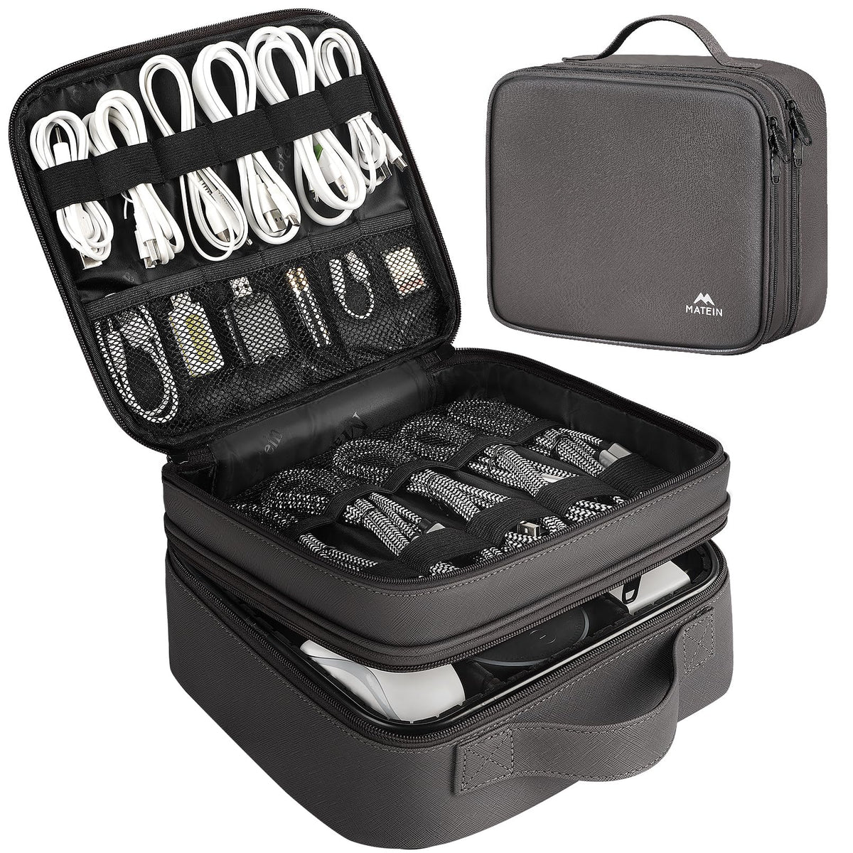 MATEIN Cord Organizer Case with Adjustable Divider, Large DJ Cable File Bag