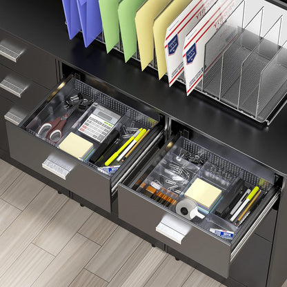 Simple Houseware Drawer Organizer Tray, 9 Adjustable Compartments, Clear