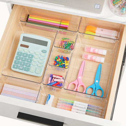 Vtopmart 44 PCS Clear Plastic Drawer Organizers Set, Vanity Organizer Trays