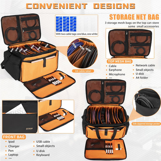 AKOZLIN Cable File Bag with Dividers for Sound Instrument Accessories