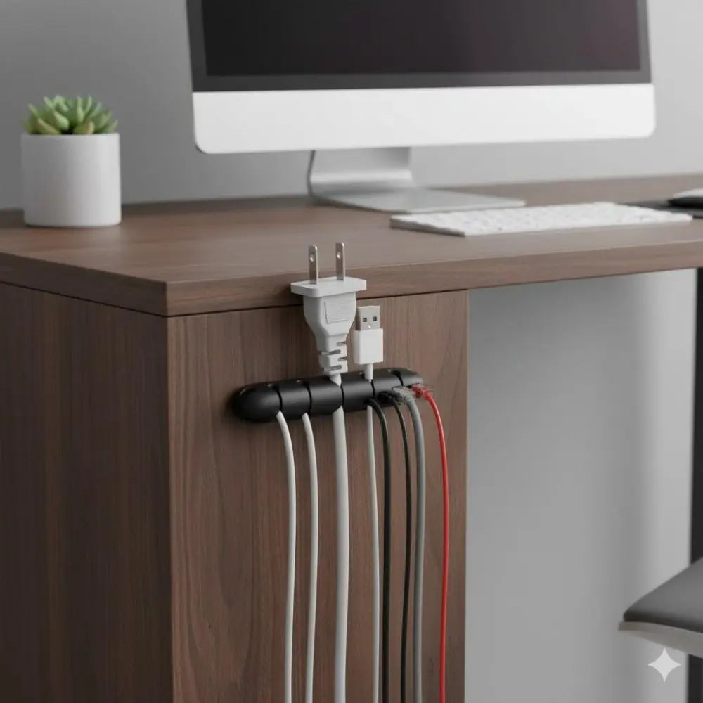 Reusable Silicone Cable Holder, Anti-Slip Detachable Cord Organizer for Desk, Charger Wrap, Office Home Tangle-Free Storage Solution, Dorm Car Multi-Scenario Use.