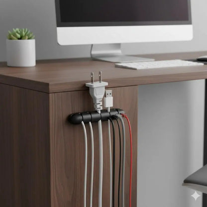 Reusable Silicone Cable Holder, Anti-Slip Detachable Cord Organizer for Desk, Charger Wrap, Office Home Tangle-Free Storage Solution, Dorm Car Multi-Scenario Use.