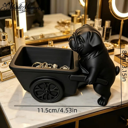Black Bago cart jewelry storage tray, Nordic light luxury makeup table desktop storage ornament, retro dog-shaped desktop storage box, entrance key storage, bedroom jewelry placement are all suitable