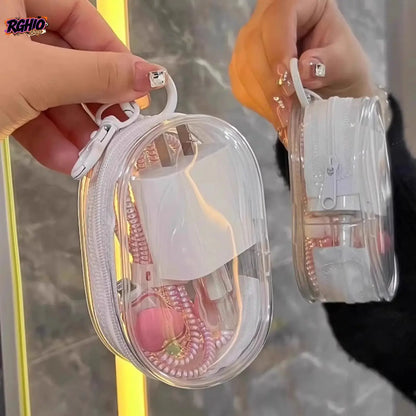 PVC Plastic Waterproof Cable Management Pouch with Hanging Hook - Compact Portable Organizer for Phone Cables, Chargers, Daily Essentials, Ideal for Business Trips, Daily Carry
