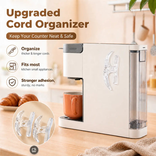 8Pcs Bisphenol A (BPA)-Free TPR Silicone Kitchen Cord Organizers - Self-Adhesive Peel-and-Stick Cable Management Holders, Durable Strong Adhesion Tools, Damage-Free No Glue Marks, Fits Kitchen Appliances for Cord Organization