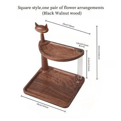 Wooden Cat Design Storage Rack, 1 Count 2-layer Desktop Storage Rack, Multifunctional Storage Organizer for Home Office Kitchen Bathroom, Office Desk Accessories, Table Organizers