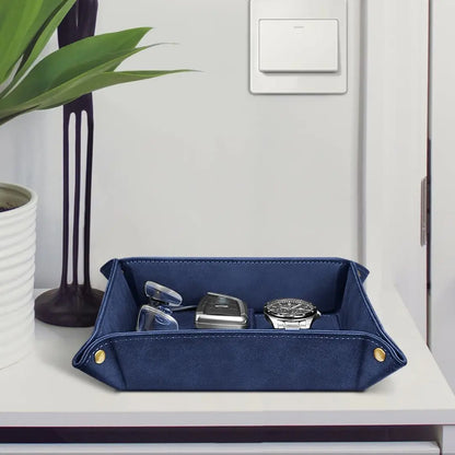 PU Leather Valet Tray Desk Organizer - Durable Multi-Use Catchall for Office Accessories, Dresser Gifting, Nightstand & Living Room, Bathroom Table Organizers for Weddings, Vanity Storage