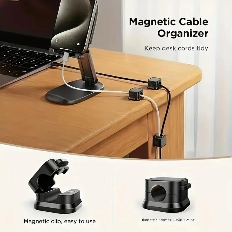 6-Pack Adhesive Spring Clip Set - Cord Storage Organizer for Desk Cable Management, Phone Charger Wire Keeper (Office Use), Adhesive Clips