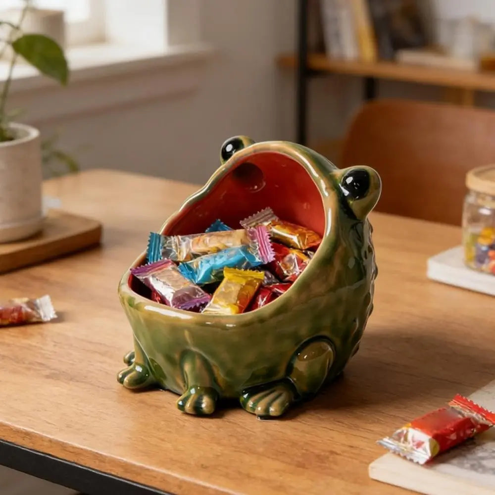 [Cute Housewarming Gift] Frog Statue Storage Tray, Entrance Key Holder, Frog Statue Desktop Decoration, Creative Animal Sculpture Storage Basket Tray, Decorative Key Candy, Cute Housewarming Gift, Ceramic Ornaments (Non-Food Contact)