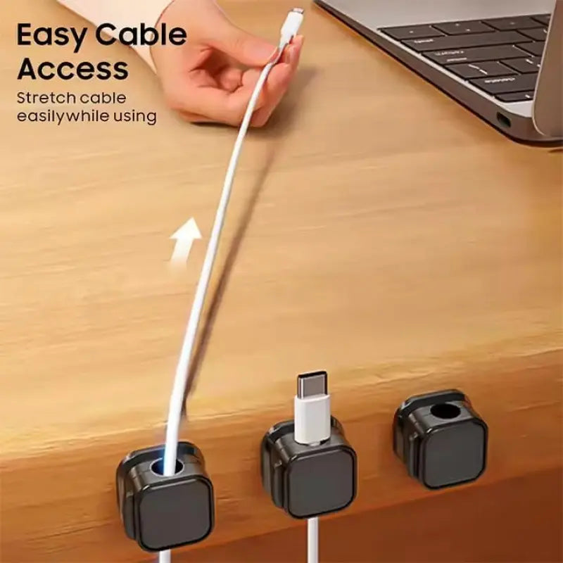 6-Pack Magnetic Cord Holder - Premium Adhesive Desk Organizers, Office Accessories for Desktop Cable Management, Charging and Storage Cable & Wire Holder for Desk, Car