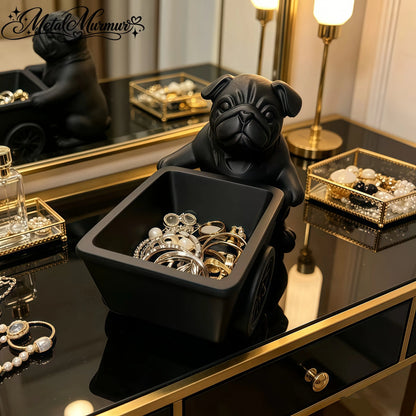 Black Bago cart jewelry storage tray, Nordic light luxury makeup table desktop storage ornament, retro dog-shaped desktop storage box, entrance key storage, bedroom jewelry placement are all suitable