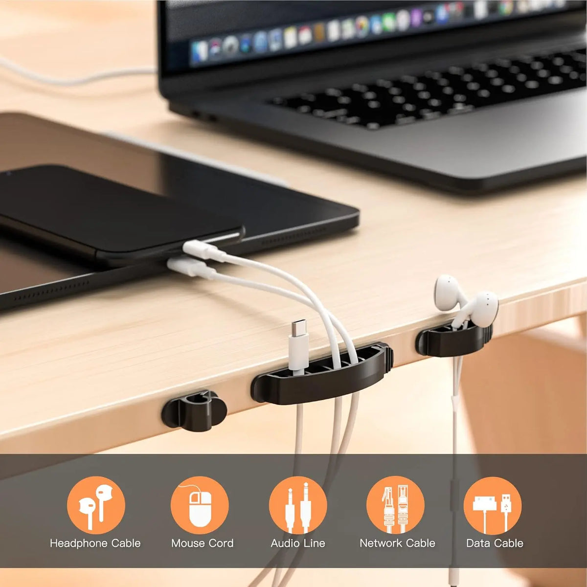 2 Pack Cable Management Box with 16 Cable Clips,Wooden Style Cable Organizer Box Set,Ideal for Hide Wires&Power Strips,Cable Organizer for Home,Office,Halloween Christmas Party Gifts,Hand Tools Kits