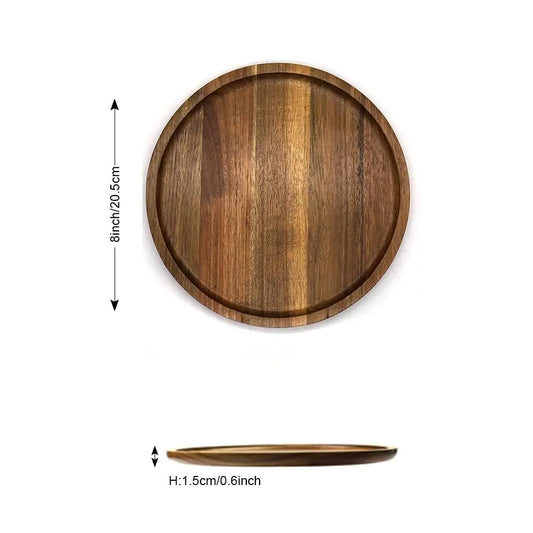 Wooden Storage Tray, 1pc Round Wooden Tray, Multifunctional Desktop Storage Tray, Bathroom Accessories Organizer, Home Organizer for Bathroom, Bedroom, Living Room