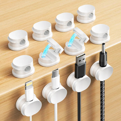 Magnetic Cord Organizer 12 Pack - Adhesive Cable Management Holder for USB Chargers on Bedside Tables Walls & Cars - Versatile & Easy to Use
