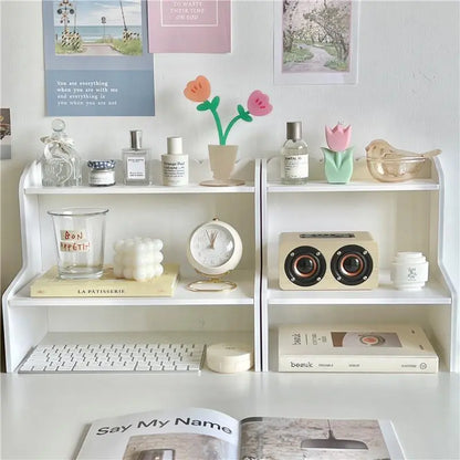 Double-Layer Storage Rack, Desktop Organizer Shelf, Multi-Functional Desk & Makeup Supplies Holder, Multi Purpose Organizers, Desk Accessories for Home and Office Use