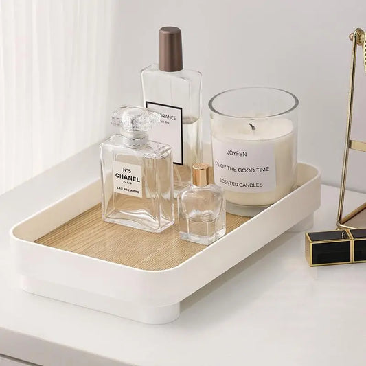 Wooden Desktop Storage Tray, Multi-functional Desktop Storage Box, Desk Organizer for Perfume & Cosmetic, Home Organizer for Living Room Bedroom, Container