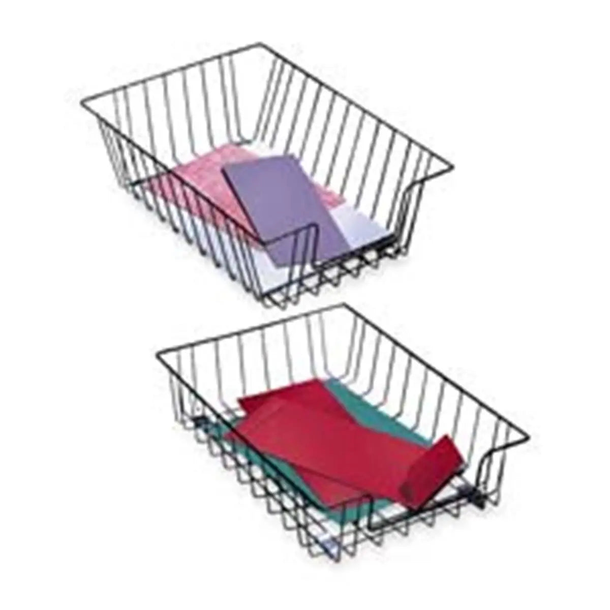 Modern Silver Stacking Wire Desk Tray - Letter Size, 10x14x3in Open-View Desk Organizer for Office Stationery & Supplies, 10X14x3"