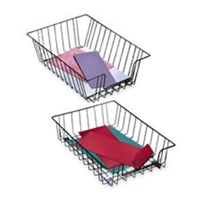 Modern Silver Stacking Wire Desk Tray - Letter Size, 10x14x3in Open-View Desk Organizer for Office Stationery & Supplies, 10X14x3"