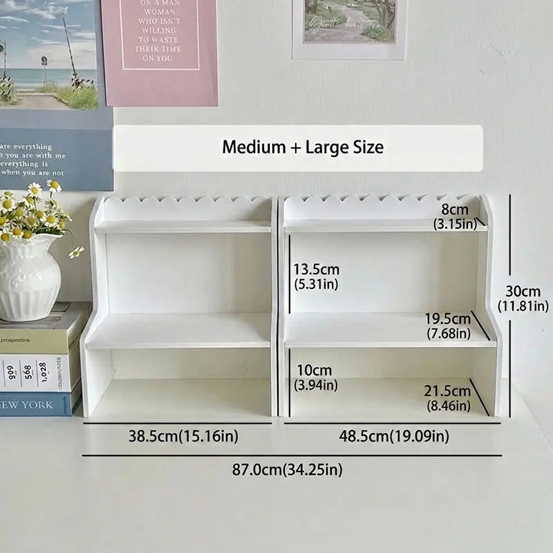 Double-Layer Storage Rack, Desktop Organizer Shelf, Multi-Functional Desk & Makeup Supplies Holder, Multi Purpose Organizers, Desk Accessories for Home and Office Use