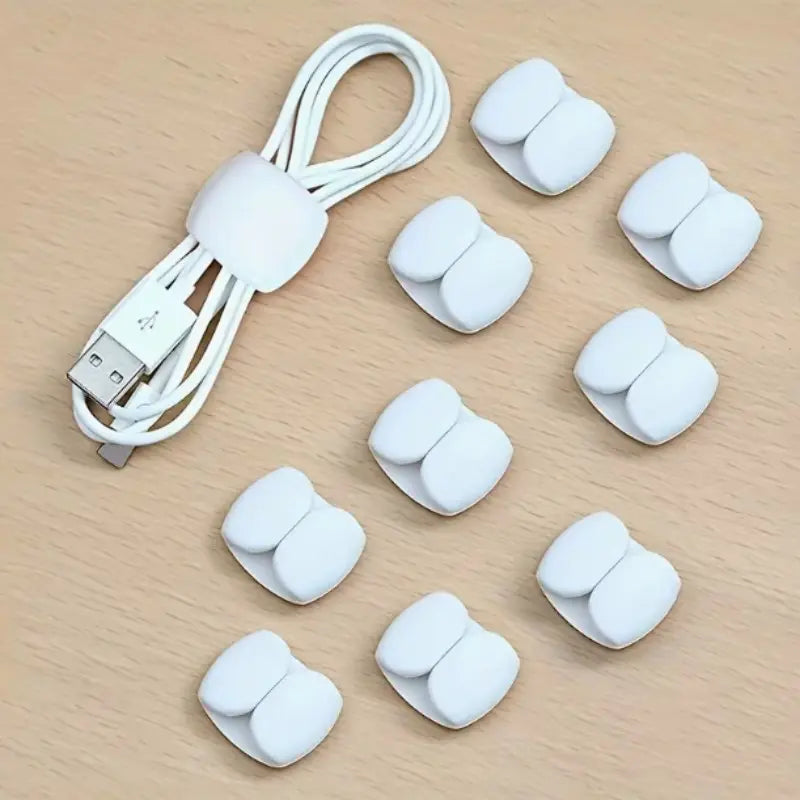10-Pack Multi-Functional Cable Organizers, Durable Plastic Anti-Tangle Storage Solution, Ideal for Charging Cables and Earphone Wires